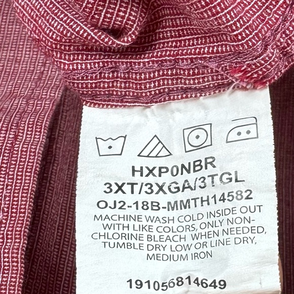 Wrangler Authentics Men's Red Short Sleeve Button Down Shirt 3XLT Casual Western - Picture 4 of 6